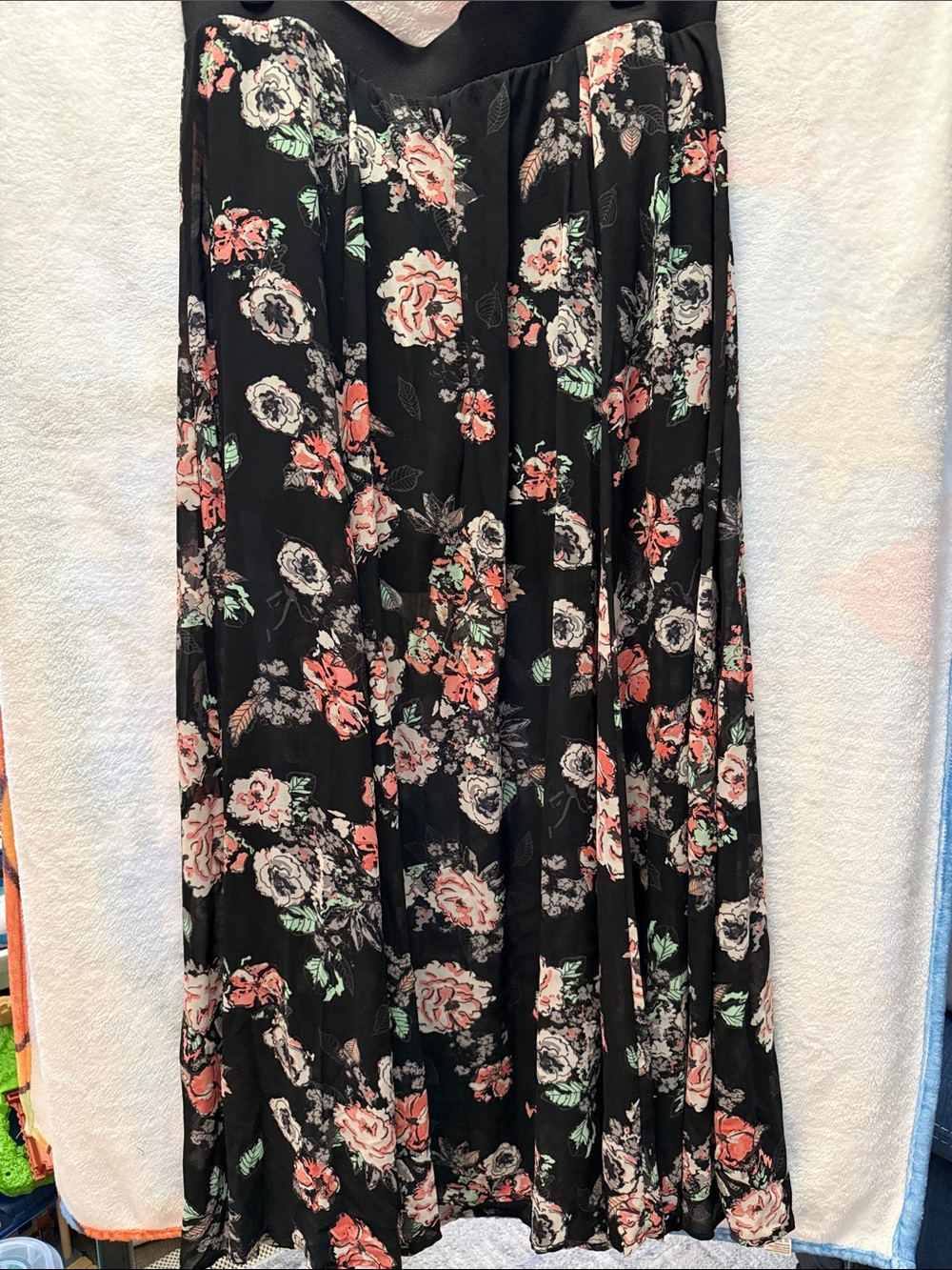 Torrid Black Floral Maxi Skirt with Built-In Shorts Size 2 - Picture 2 of 6